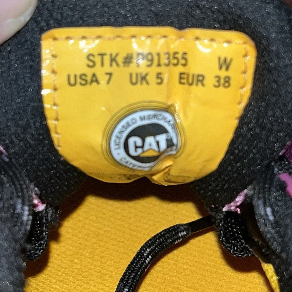 Women's Sz 7W Cat Streamline Composite Toe Shoe Pink & Black Tennis Shoes‎